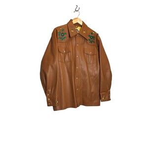 Vintage Miller western wear embroidered faux leather jacket  Xl